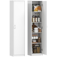 HOMCOM Armadio da Cucina a 5 Ripiani con Spazio Regolabile 40x35x180 cm Bianco