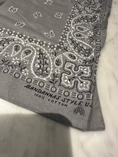 Grey Bandana 100% Cotton USA Style Paisley Handkerchief Head Scarf