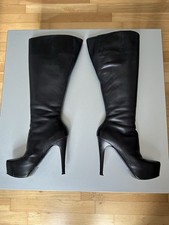 Stivali NANDO MUZI 36 neri vera pelle stivali in pelle black boots larghi