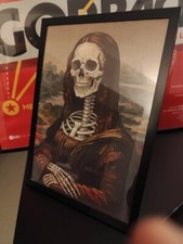 Quadro La Gioconda teschio scheletro vintage.