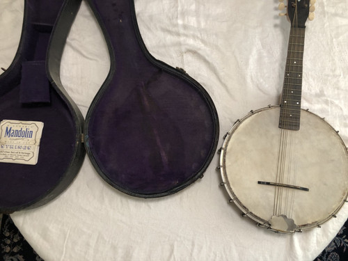 Antico banjo mandolino bruno - banjo,