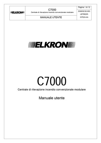 Manuale uso utente centrale - d'uso,