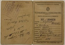 MVSN MILIZIA UNIVERSITARIA NAPOLI TESSERA CC.NN. CAMICIA NERA A.XI° 1933