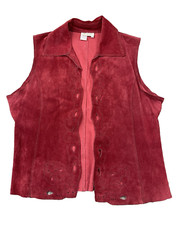 Gilet pelle rosso donna grande