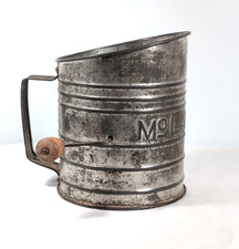 Old Tin  Flour Sifter w/ Hand