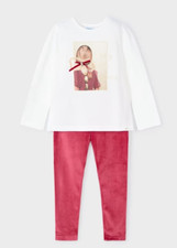 Mayoral Girls set due pezzi leggings velluto/manica lunga 4705 nuovi taglia 128/8 Y