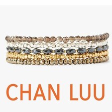 Bracciale Chan Luu originale misto pelle ematite e metallizzata 5 avvolgimenti 6021
