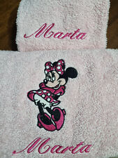 set asciugamani bagno ricamati personalizzati Minnie bambino bambina idea regalo