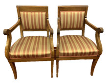 Coppia antiche poltrone Neoclassiche in noce biondo epoca XIX secolo