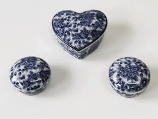 Vintage tris Cofanetto Porcellana Forma 1 Cuore e 2 ovali Decorazione Floreale