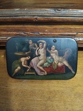 ANTICA TABACCHIERA PAPIER  MACHE' DIPINTA PRIMI '800 EROS NUDE