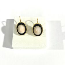 orecchini vintage italiani corallo rosa chiaro naturale e onice