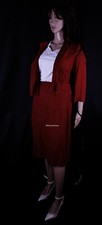 Costume Max Mara originale vintage 100% seta seta giacca gonna rossa tutto l'anno taglia S
