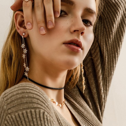 Orecchini pendenti oro - , strass