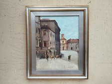 QUADRO DIPINTO OLIO SU TELA EDMONDO MANEGLIA: CHIERI CHE SCOMPARE CON CORNICE