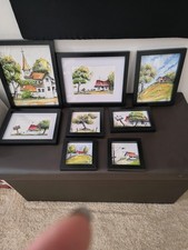 Set Di Quadri Dipinti Su Carta Di Cotone 100%Ad Acquarello E Inchiostro .8 Quadr