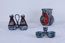 Brocca olio aceto set tavola pietra lavica smaltata ricordo di Pompei in lava