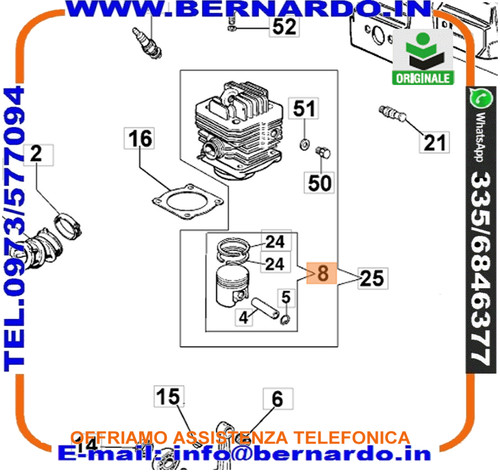 Pistone completo motosega - pistone,