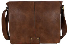 Borsello da Uomo Borsa a Spalla Vintage Tracolla in eco Pelle Grande Marrone PC