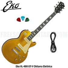 Eko VL-480 GT-V Chitarra Elettrica Gold Top Modello Vintage + Cavo Jack + Picks