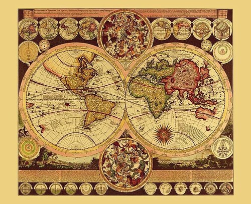 Planisfero storico stampa - planisfero, in