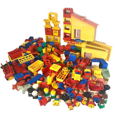Pacchetto Lego Duplo Vintage 4,1 kg Figure Animali Casa Mobili Treno Veicoli
