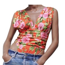 Body donna Zara rosa stampa