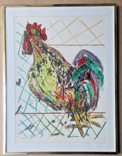 Gallo Bruno Cassinari Litografia + cornice 81x62 cm arte moderrna animali