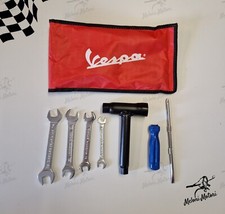 SET BORSA PORTA ATTREZZI VESPA con logo chiave candela chiave inglese cacciavite