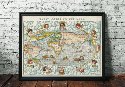 1550 munster mappa del mondo - 1550,