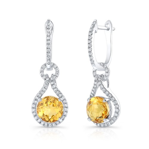 Citrino diamante orecchini 14k - diamante,