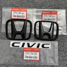 3x Stemma lettera CIVIC emblema anteriore posteriore nero lucido H per Honda Civic 2016-2021