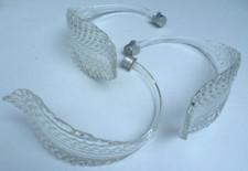 3 FOGLIE IN VETRO MURANO RICAMBIO PER LAMPADARI D'EPOCA