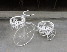 EN-222197 Bicicletta Porta Piante con due Portavasi in Ferro Battuto