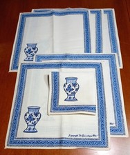 Royal Delft Tovagliette Tovaglioli bianco blu Vintage Corredo Serviettes Napkins