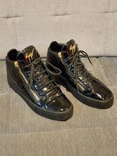 GIUSEPPE ZANOTTI SCARPE DA GINNASTICA ALTE NERE VERNICE UK 8 EU 42 PREZZO AL PUBBLICO £535