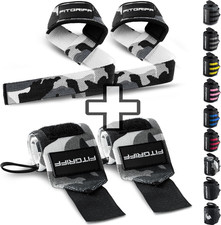 ® Straps + Polsini per Palestra (1 Set) - Polsiere Gym E Fasce Sollevamento Pesi