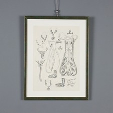 Remo Brindisi Bozzetto Disegno Carboncino per i Costumi de l'Aida 1974 Originale