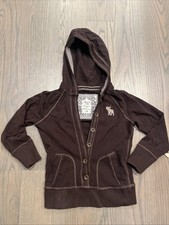 Felpa con cappuccio Abercrombie and Fitch donna vintage Y2K con bottoni marrone taglia media