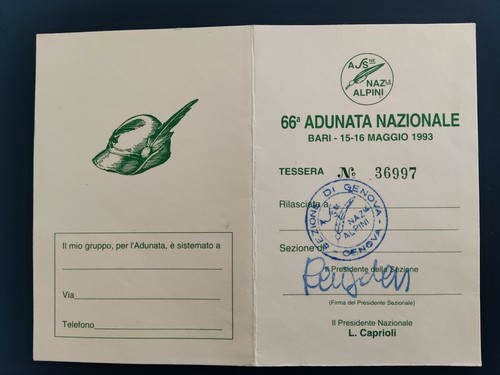 Tessera alpini adunata - tessera, 66'