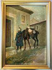 ANTICO DIPINTO OLIO SCENA