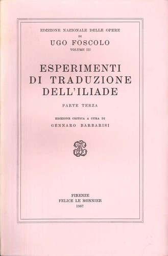 Ugo foscolo esperimenti di - foscolo.,