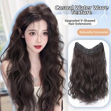 Extension Capelli a Forma di V Clip In Onda Acqua 45cm 50cm 60cm Naturale Nero Marrone