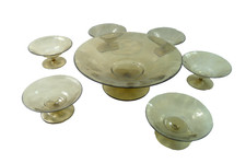 ANTICO SERVIZIO DA MACEDONIA VETRO MURANO NASON E MORETTI ? ART DECO COLOR FUMè