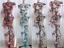 Abito da Sposa Pizzo Applicazione Fioritura Fai Orlo Perline Floreale Motivo 1PC