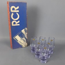 Set Bicchieri Cristallo RCR Viola Trasparente N. 6 Pz Design Modernista Anni ‘70