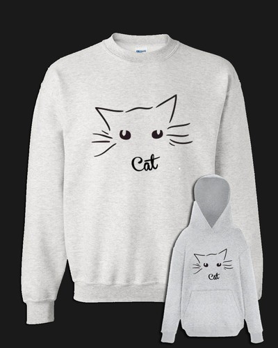 Felpa gatto occhi grigia con - occhi,
