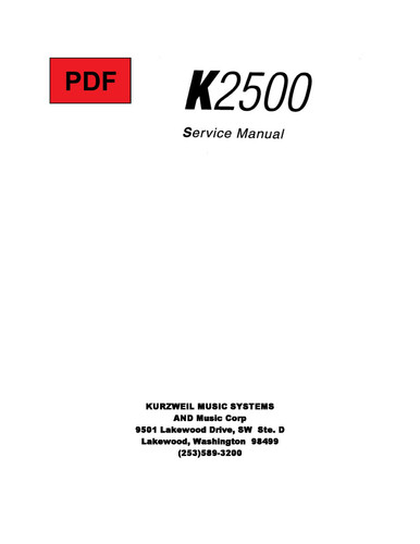 Kurzweil k2500 service - kurzweil, manual