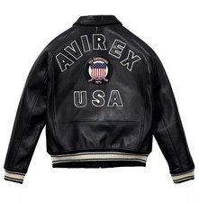 Men Avirex Black Real Bomber