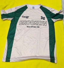 Maglietta sportiva uomo bianco verde 100% poliestere nuova senza etichetta